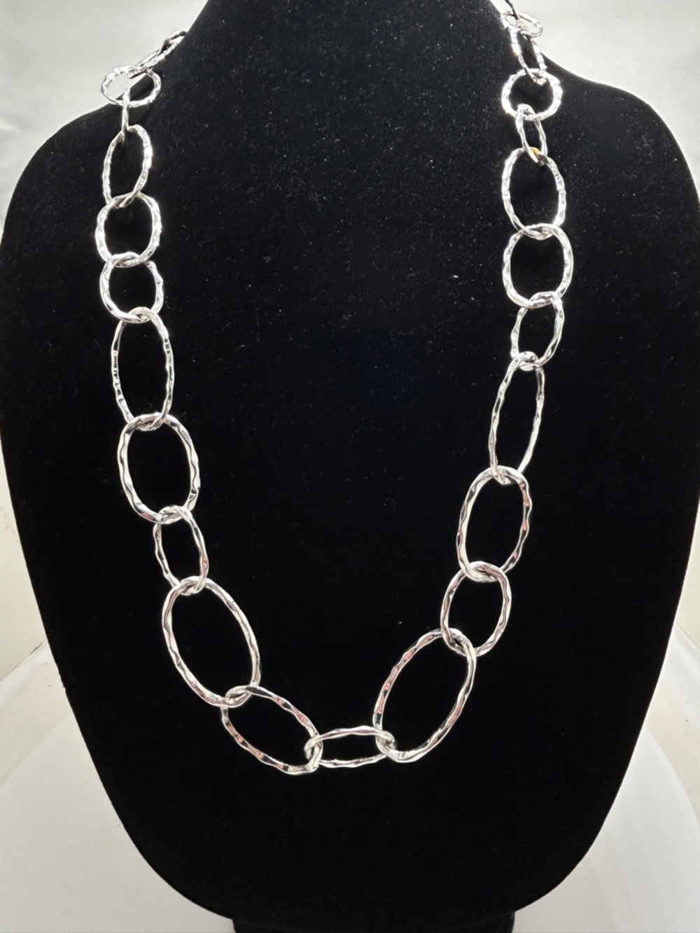 Daisy Fuentes, Hammered Silver Oval Link Long Necklace